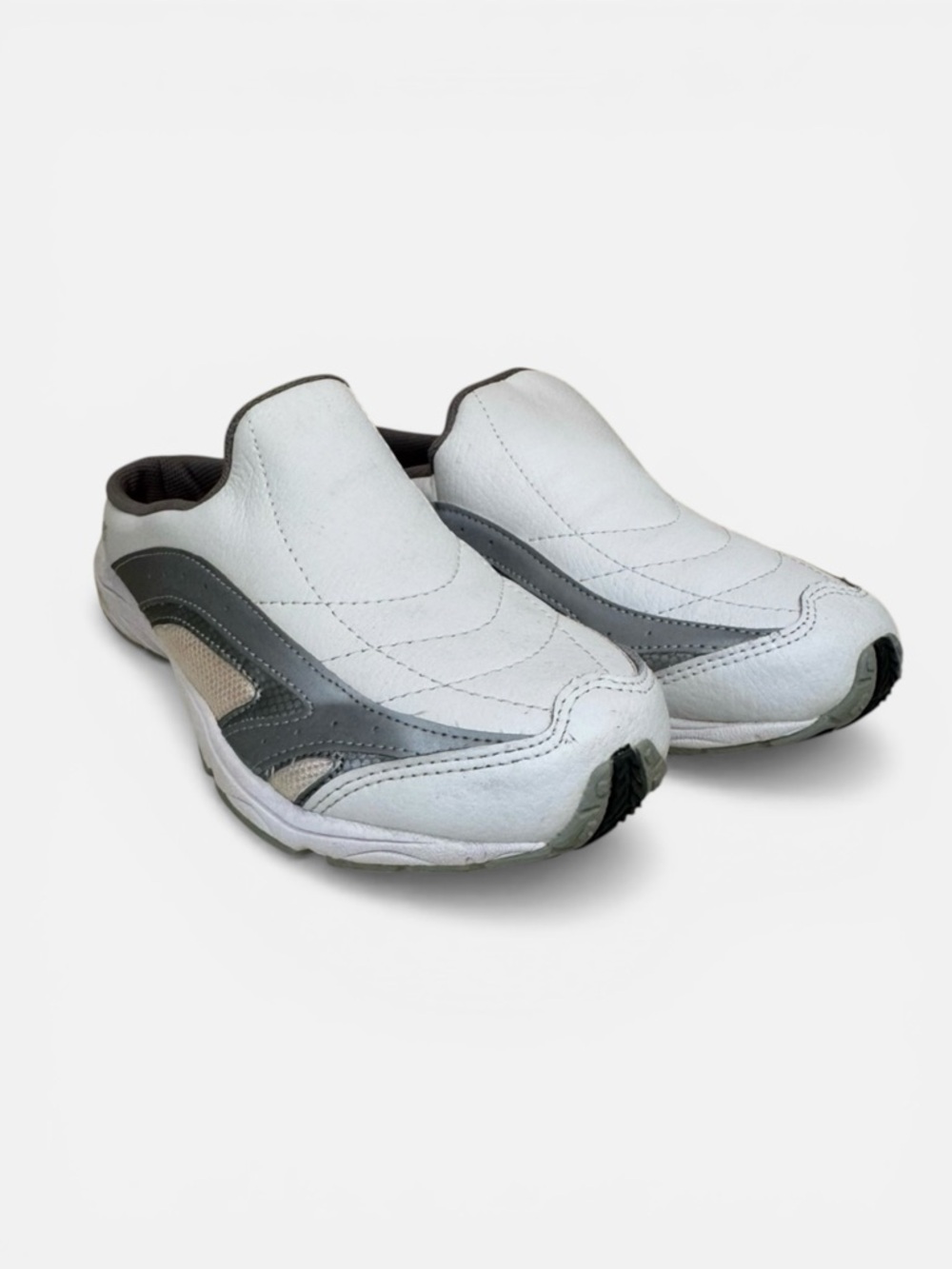 Curves White Leather Exercise Shoes Mules Slides Sneakers